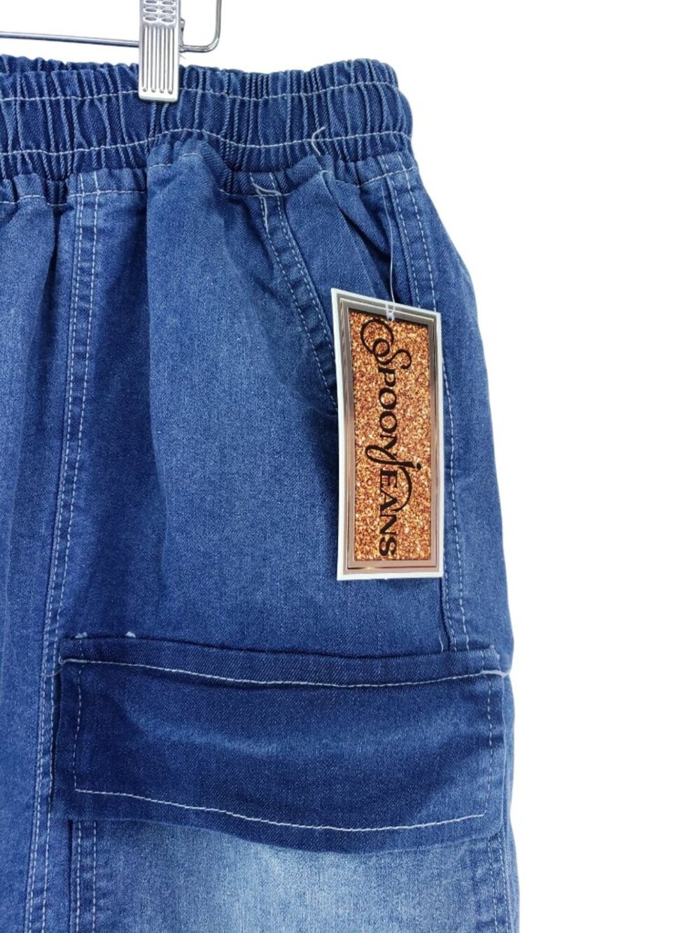 Spoon Jeans Womens Size X Graphic Denim Cargo Pants With Drawstring - Picture 5 of 9